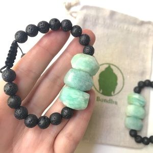 Amazonite and Lava Stone Mala Bracelet